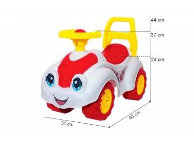 Premergator ride-on TechnoK, masinuta vesela, cu claxon, floricele - Img 3