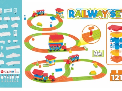 Set de constructie, 121 de piese, pista de tren TechnoK - Img 2