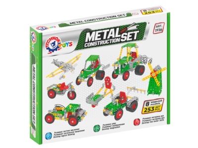 Set de construit metalic, TechnoK, 8 modele de vehicule agricole, 253 de piese - Img 1