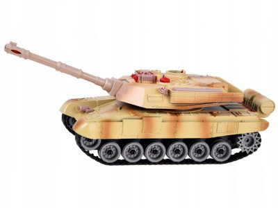 Tanc de lupta cu telecomanda, 38 x 11 x 12 cm, camuflaj de desert, cu lumini, rotatie 360, Jokomisiada, RC0611 - Img 4