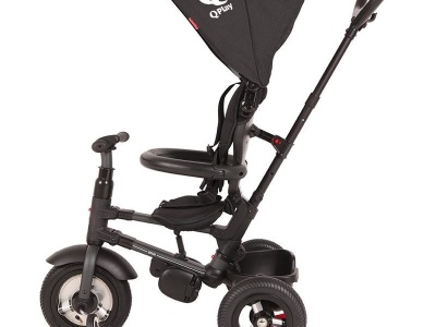 Tricicleta cu roti de cauciuc Qplay Rito Rubber Negru - Img 5