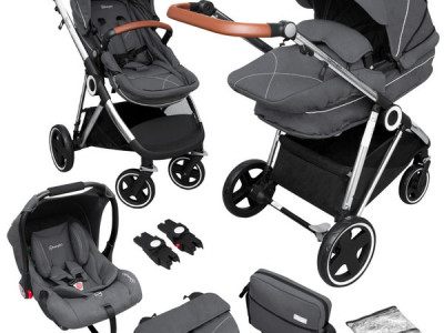 BabyGo - Carucior 3 in 1 Halime – cadru Silver - Img 1