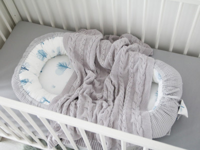 Babynest pentru copii, 80 x 50 cm, ajustabil, portabil, reductor patut, Tiny Star Magic & Grey - Img 4
