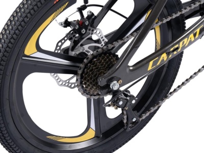 Bicicleta Copii MTB Carpat 20" C20343A, Roti Magneziu, Cadru Magneziu, Frane Disc, 7 Viteze, Gri/Galben - Img 6