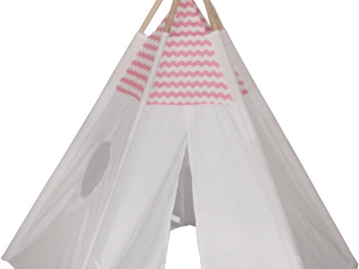 Cort de joaca Wigwam cu cadru din eucalipt, roz - Img 1