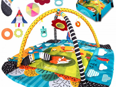 Covoras educational pentru copii, interactiv, multifunctional, cu oglinda, 110 x 100 cm, Ricokids, Povestea Vulpii Lisek - Img 1