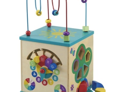 Cub educational din lemn cu activitati pentru dezvoltarea indemanarii motrice - Img 1