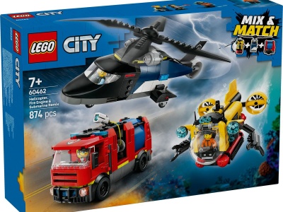 LEGO CITY ELICOPTER, CAMION DE POMPIERI SI SUBMARIN REMIXATE 60462 - Img 1