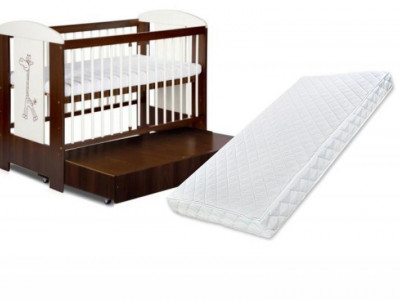 Patut cu sertar KLUPS Little Giraffe Wenge + Saltea 8 Confort II - Img 1