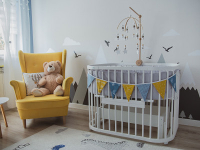 Patut Rotund pentru Copii, Multifunctional, Waldin, 5in1, Compatibil cu Sistem de Leganare, Saltele Incluse, Co-Sleeper, Tarc de Joaca, Masa si Scaun pentru Activitati, Culoare Alba - Img 3