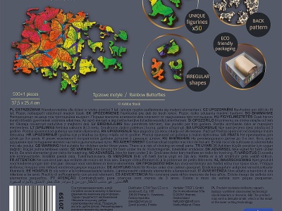 PUZZLE TREFL DIN LEMN 500+1 PIESE FLUTURASII COLORATI - Img 4