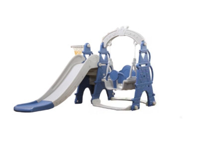 Tobogan MyKids cu leagan, cos de baschet Castel L-AFE03 Blue - Img 1