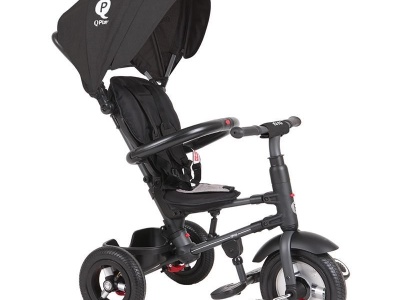 Tricicleta cu roti de cauciuc Qplay Rito Rubber Negru - Img 6