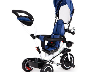 Tricicleta pentru copii, Ecotoys, cu scaun rotativ, control parental, Albastra - Img 4
