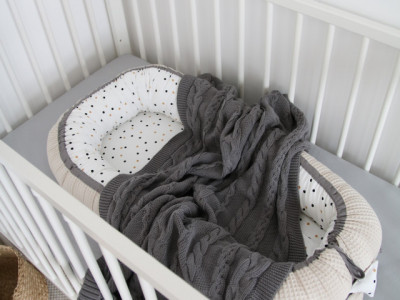 Babynest pentru copii, 80 x 50 cm, ajustabil, portabil, reductor patut, Tiny Star, Confetti & Beige - Img 3