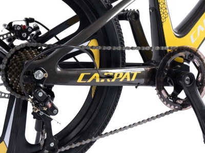 Bicicleta Copii MTB Carpat 20" C20343A, Roti Magneziu, Cadru Magneziu, Frane Disc, 7 Viteze, Gri/Galben - Img 7