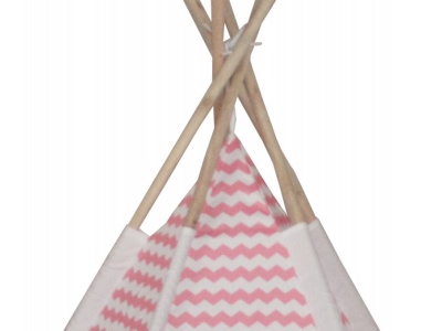 Cort de joaca Wigwam cu cadru din eucalipt, roz - Img 3