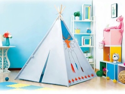Cort tip indian pentru copii, EcoToys, Wigwam, 120 x 120 x 150 cm, Alb - Img 4