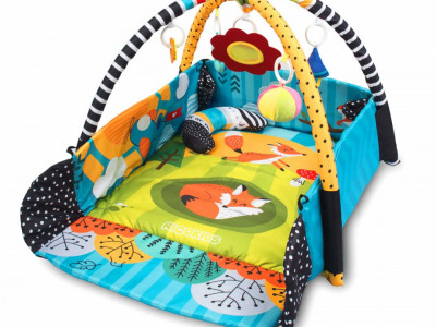 Covoras educational pentru copii, interactiv, multifunctional, cu oglinda, 110 x 100 cm, Ricokids, Povestea Vulpii Lisek - Img 3