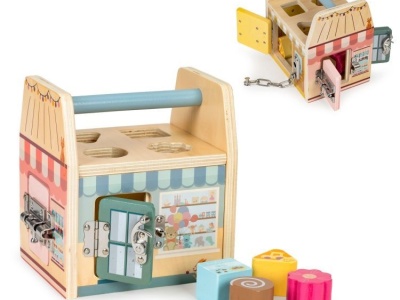 Cub Educativ Pentru Copii, Din Lemn, Sortare De Blocuri, EcoToys - Img 1