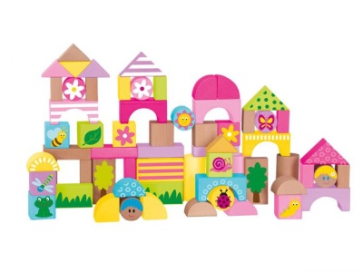 Cuburi de constructie Woodyland pictate 66 piese - Img 1