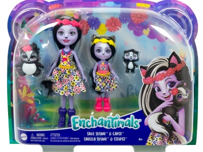 ENCHANTIMALS SET PAPUSI SURORI SI ANIMALUTELE LOR SAGE SKUNK SI CAPER SI SABELLA SKUNK SI STRIPER - Img 1
