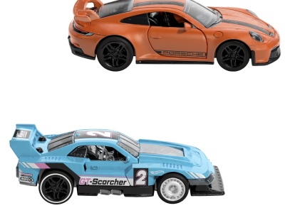 HOT WHEELS SET 2 MASINUTE METALICE PULL BACK GT-SCORCHER SI PORSCHE 911 GT3 1:43 - Img 2
