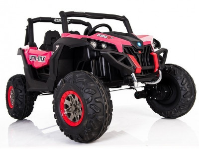 Masinuta electrica pentru copii cu 2 locuri, UTV BUGGY POWER 4×4, MP4, scaun de piele (XMX603) roz - Img 4