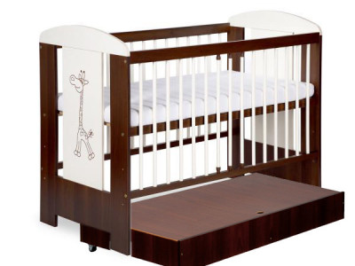 Patut copii lemn Cu Sertar Little GIRAFFE Wenge - Img 1