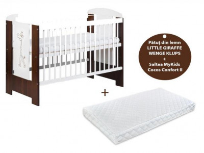 Patut KLUPS Little Giraffe Wenge + Saltea 12 Confort - Img 2