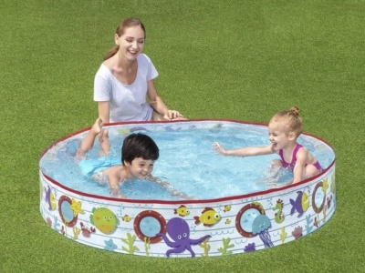 Piscina de expansiune pentru copii, cadru metalic, Bestway, PVC, Model animale marine, 2 ani+, 152 x 25 cm, Multicolor - Img 2
