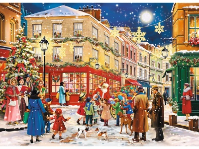 PUZZLE TREFL DIN LEMN 1000 PIESE STRADA PREGATITA DE CRACIUN - Img 2