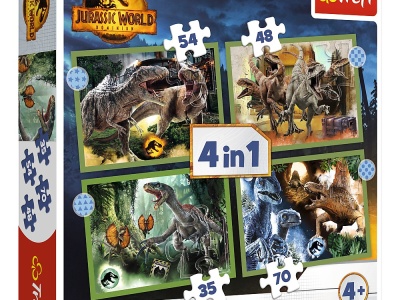 PUZZLE TREFL JURASSIC WORLD 4IN1 IN LUMEA DINOZAURILOR - Img 1