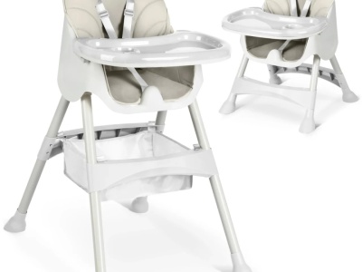 Scaun de masa pliabil 3 in 1, Ricokids, Milo, Gri - Img 1