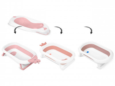 Set - Cadita de baie pliabila pentru bebelusi, cu termometru LCD, suport antiderapant, Ricokids, Roz, cu Insertie anti-alunecare pentru cadita de baie bebelusi, fixare cu ventuze, Ricokids, Roz - Img 3