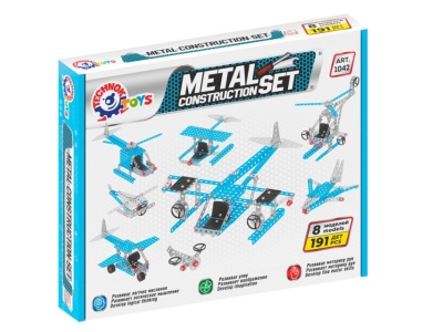 Set de construit metalic, TechnoK, 8 modele de vehicule zburatoare, 191 de piese - Img 1
