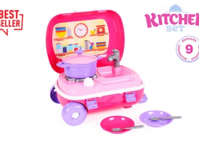 Set mini bucatarie in troliu roz TechnoK, cu accesorii - Img 1