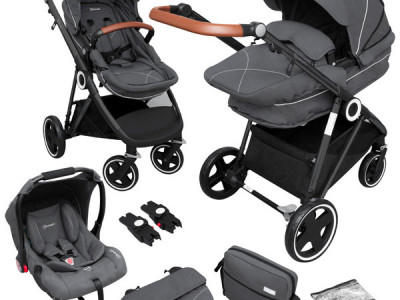 BabyGo - Carucior 3 in 1 Halime – cadru Black - Img 1