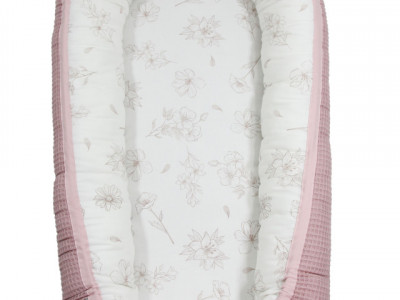 Babynest pentru copii, 80 x 50 cm, ajustabil, portabil, reductor patut, Tiny Star Love & Rosy - Img 1