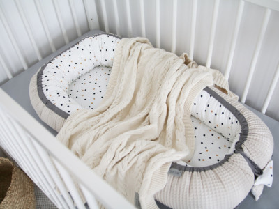 Babynest pentru copii, 80 x 50 cm, ajustabil, portabil, reductor patut, Tiny Star, Confetti & Beige - Img 4