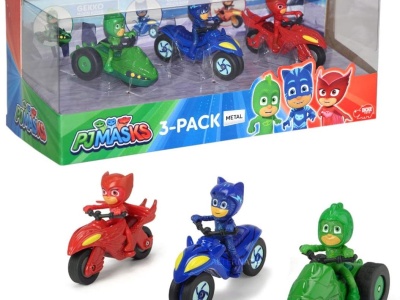EROI IN PIJAMALE SET 3 MOTOCICLETE CU FIGURINA SCARA 1:64 - Img 4