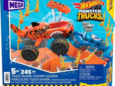 HOT WHEELS MONSTER TRUCK MEGA SET CONSTRUCTIE CURSA TIGER SHARK CHOMP - Img 4