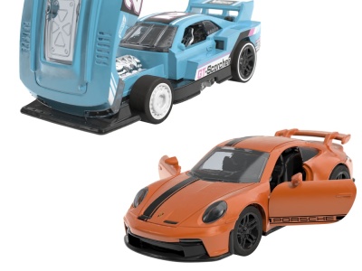 HOT WHEELS SET 2 MASINUTE METALICE PULL BACK GT-SCORCHER SI PORSCHE 911 GT3 1:43 - Img 3