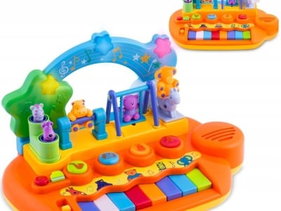 Jucarie interactiva pentru copii, multifunctionala, cu pian, animale in miscare, sunete si lumini, Ricokids, RK-749 - Img 1