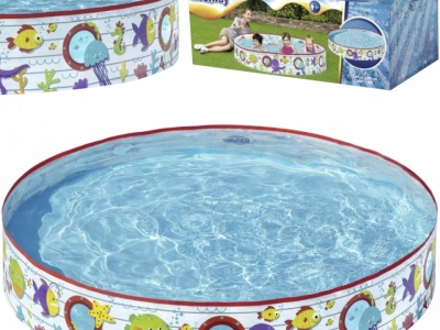 Piscina de expansiune pentru copii, cadru metalic, Bestway, PVC, Model animale marine, 2 ani+, 152 x 25 cm, Multicolor - Img 3