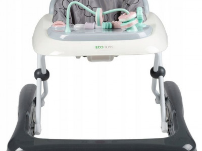 Premergator interactiv pentru copii, Ecotoys, 2 in 1, impingator educativ, Gri - Img 2
