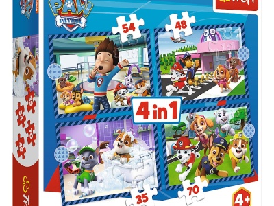 PUZZLE TREFL 4IN1 PATRULA CATELUSILOR ACTIVITATILE ZILNICE ALE ECHIPEI - Img 1