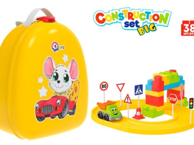 Set cuburi de constructie, pista de masiute TechnoK in gentuta tip rucsac - Img 1