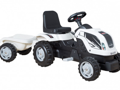 Tractor cu pedale si remorca Micromax MMX Alb - Img 1