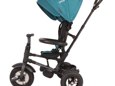 Tricicleta cu roti de cauciuc Qplay Rito Rubber Albastru Deschis - Img 3